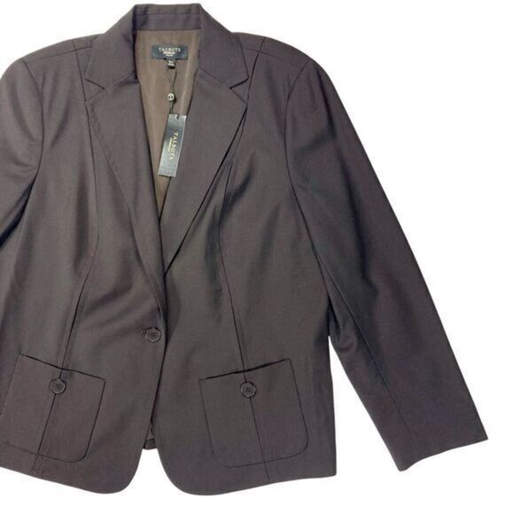 Talbots Wool Blazer Women 16W Brown Single Breasted Career Business Casual New - Picture 4 of 16